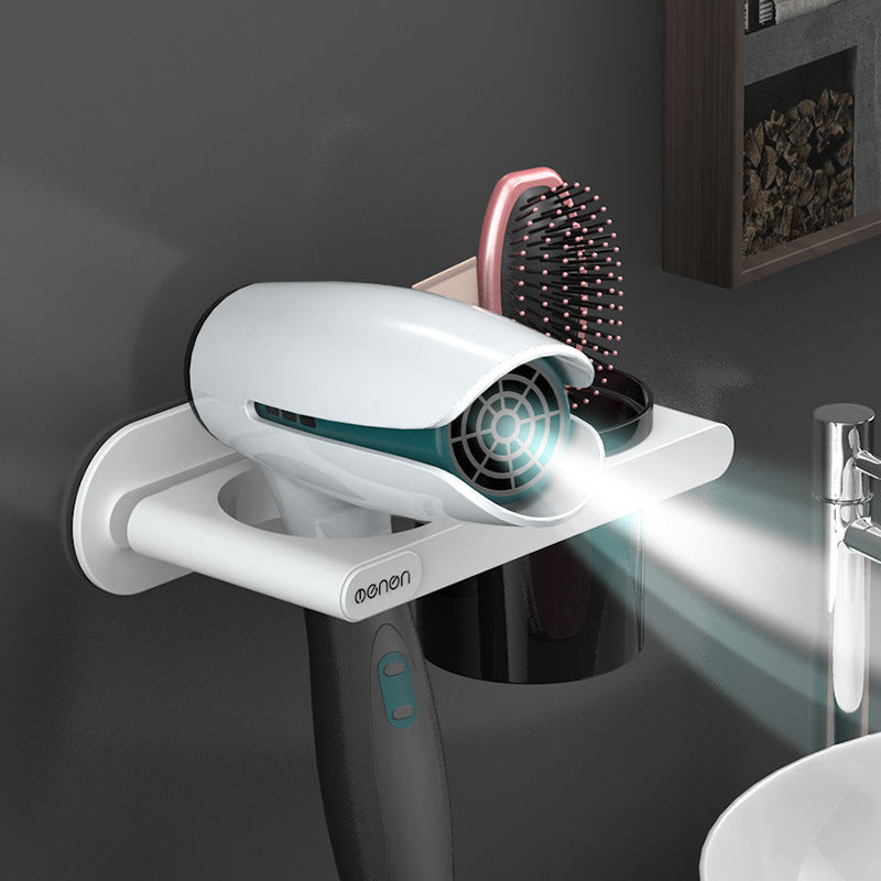 Wall-mounted American Smart EP hanging hair dryer rack with non-perforated design for bathroom storage and organization.