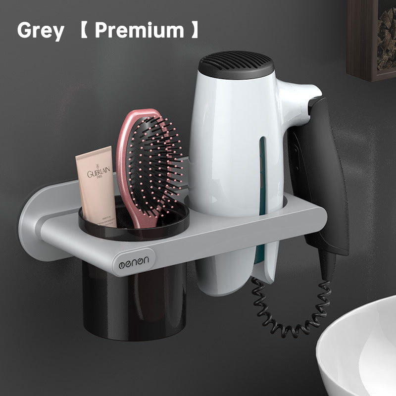 Wall-mounted American Smart - EP hanging hair dryer rack for bathroom storage, non-perforated design, durable and space-saving.