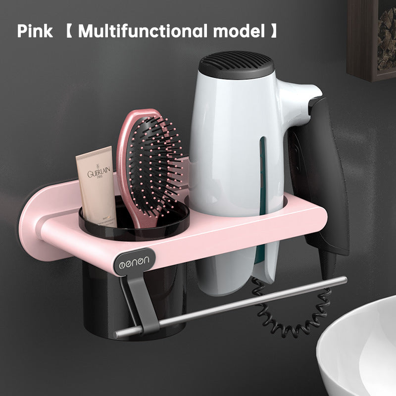 American Smart EP hanging hair dryer rack for wall-mounted bathroom organization, with non-perforated design and storage for hair tools.