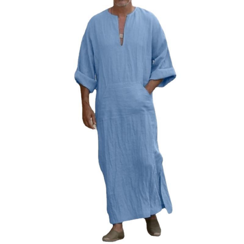 Men's loose, long-sleeve ethnic robe with standing collar and door tube design, Middle Eastern style, by American Smart - EP.