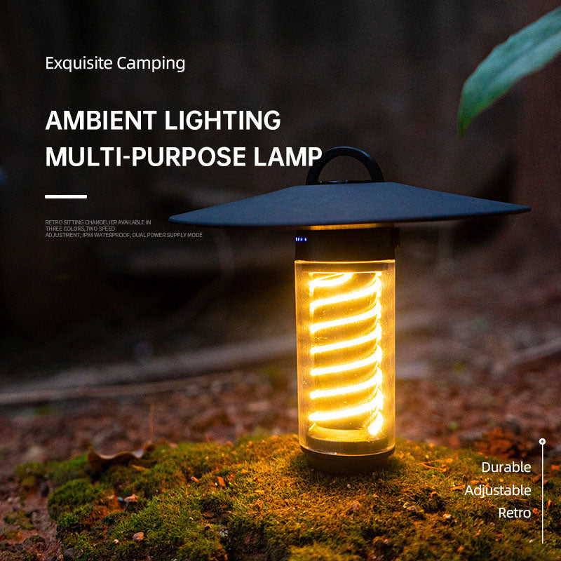 Portable outdoor camping light with tripod stand, lighthouse-style flashlight for tent and marquee illumination by American Smart EP