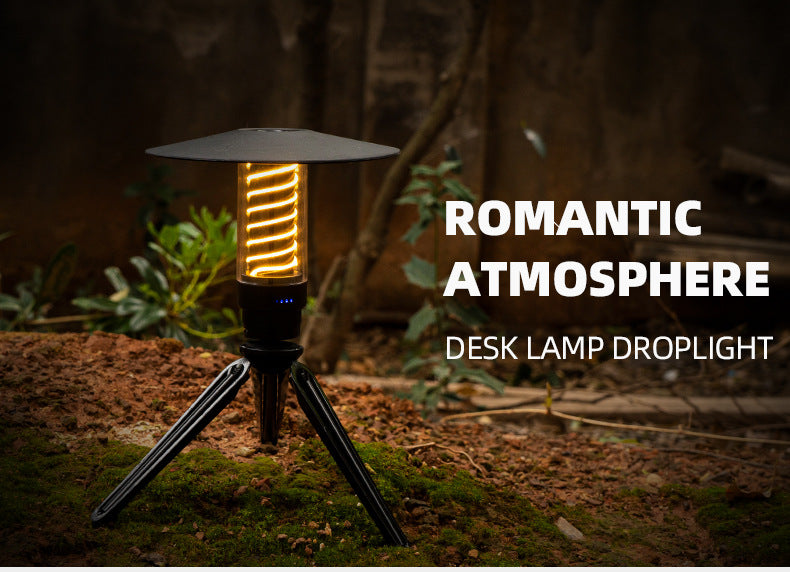 Portable outdoor camping light with tripod stand, lighthouse design, ideal for tents and ambient night lighting by American Smart EP.
