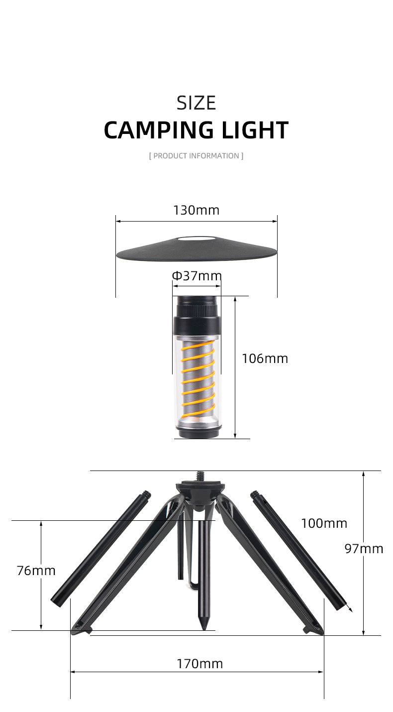 Portable American Smart EP camping light with tripod stand, suitable for tents and outdoor night illumination.