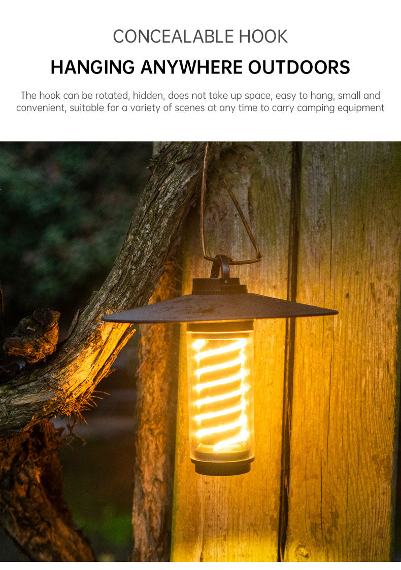 Portable outdoor camping light by American Smart-EP, featuring flashlight, tripod stand, and lighthouse design for tent and atmosphere lighting