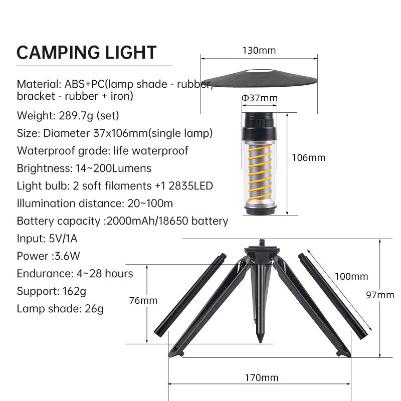 American Smart EP outdoor camping light with tripod stand, portable night light, flashlight, and lighthouse marquee tent atmosphere lighting