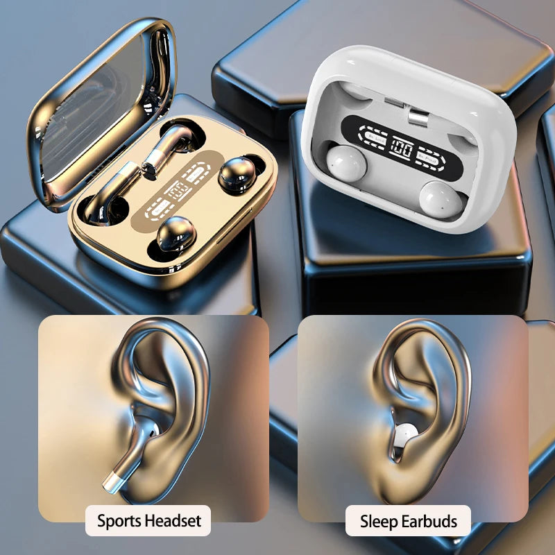 American Smart EP TWS wireless Bluetooth headphones with noise canceling, mic, waterproof earbuds, ideal for sleep and sports.