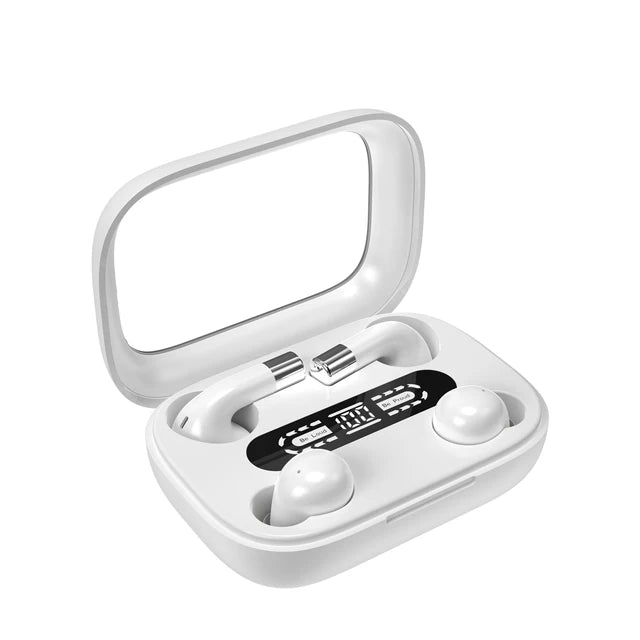 American Smart TWS wireless Bluetooth earbuds with noise canceling, mic, waterproof design, ideal for sleeping and sports.