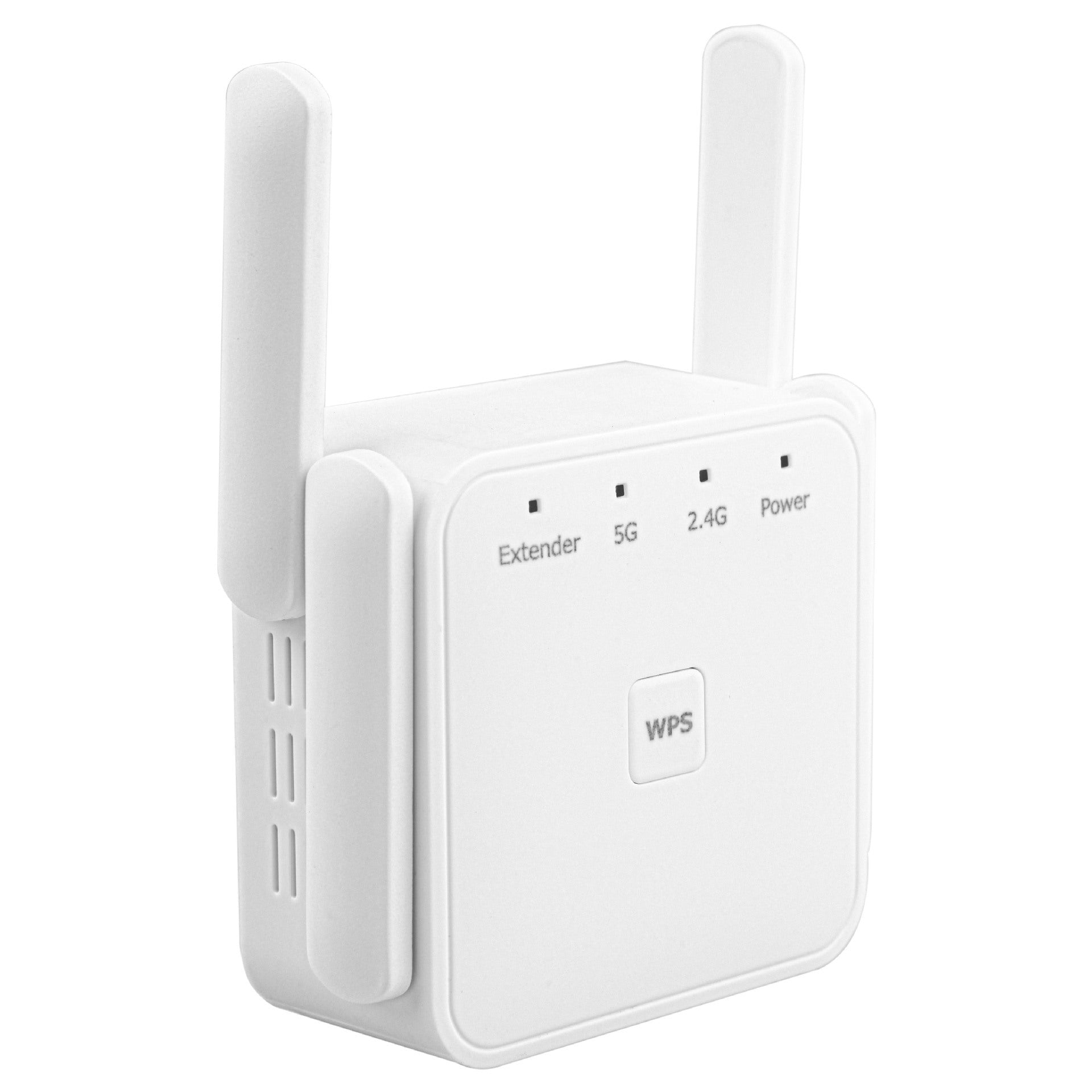 American Smart AC1200M dual band WiFi repeater and signal extender with high-power 5G support, shown in the image.