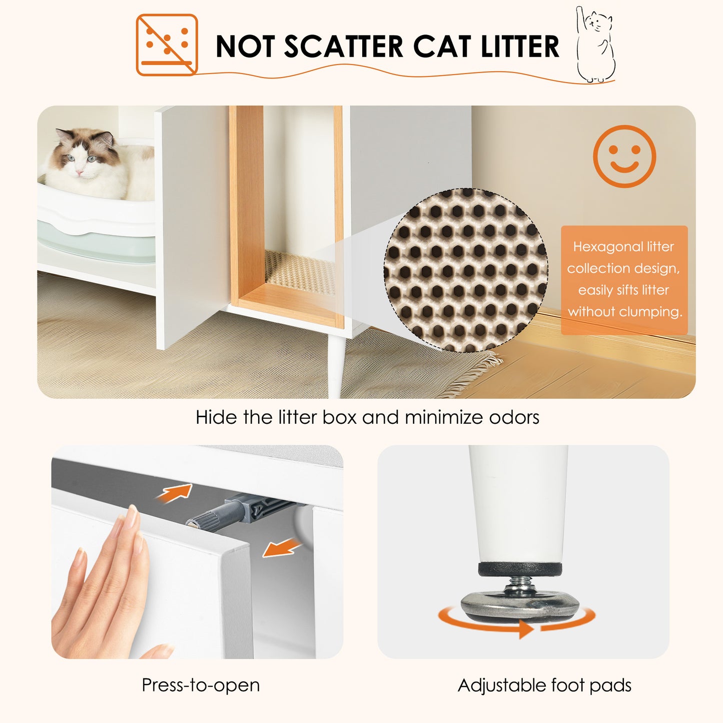 Bathroom sink cabinet, with cat trash can shell, hidden garbage pet bathroom, with partition, wooden cabinet furniture, white - American Smart