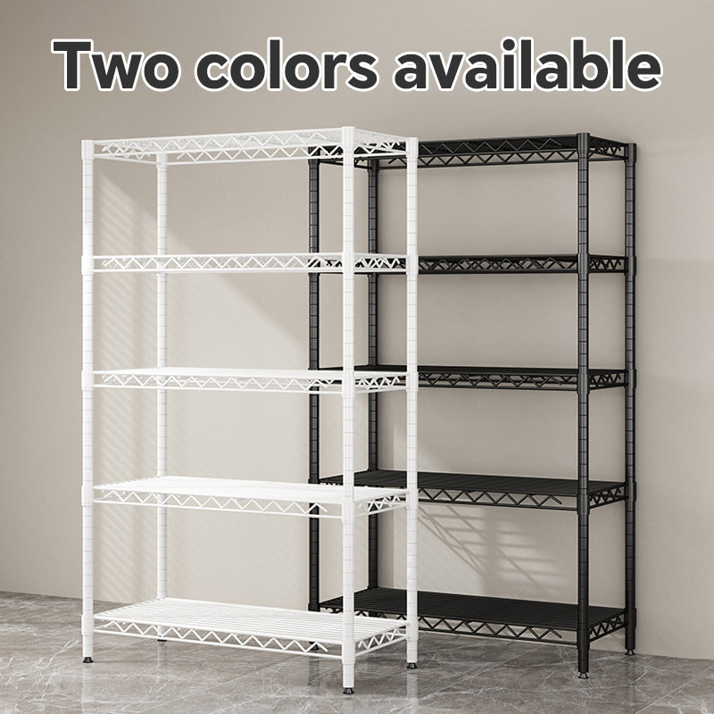 White wire frame metal storage rack by American Smart, adjustable vertical storage unit with 42L x 18W x 71H dimensions