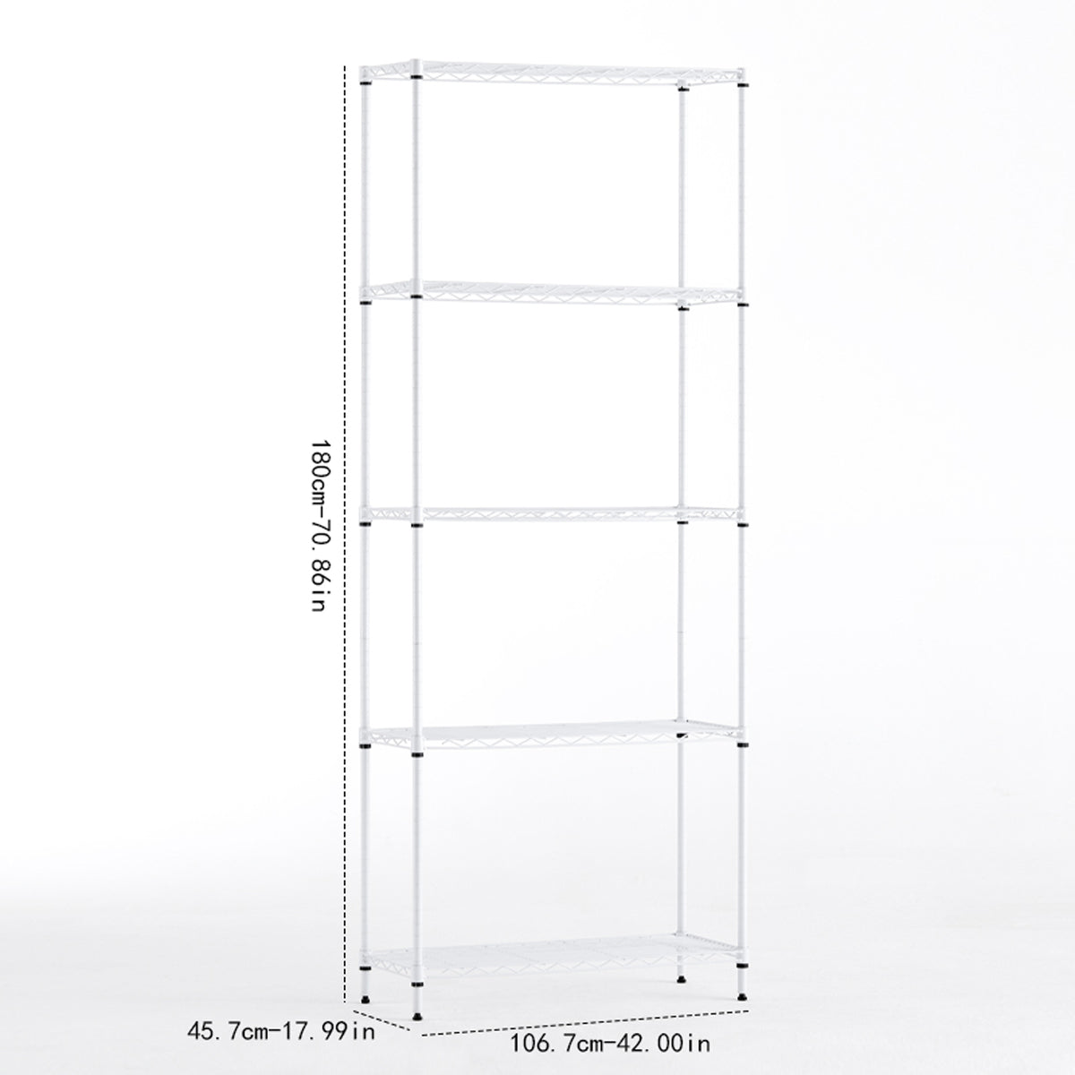 White wire frame metal storage rack by American Smart - EP, adjustable vertical storage unit with 42L x 18W x 71H dimensions