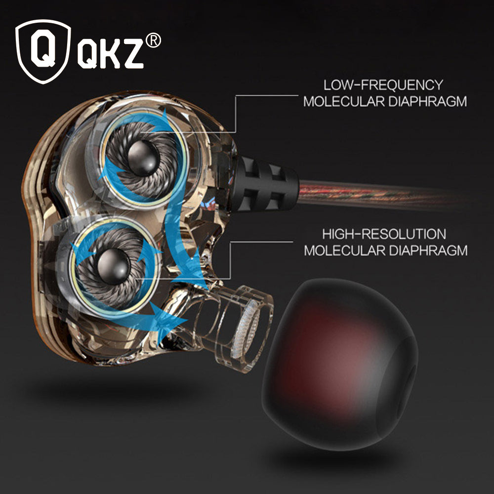Earphones QKZ KD4 fone de ouvido Mini Dual Driver Original hybrid dual dynamic driver Headphone mp3 DJ Headset auriculares - American Smart