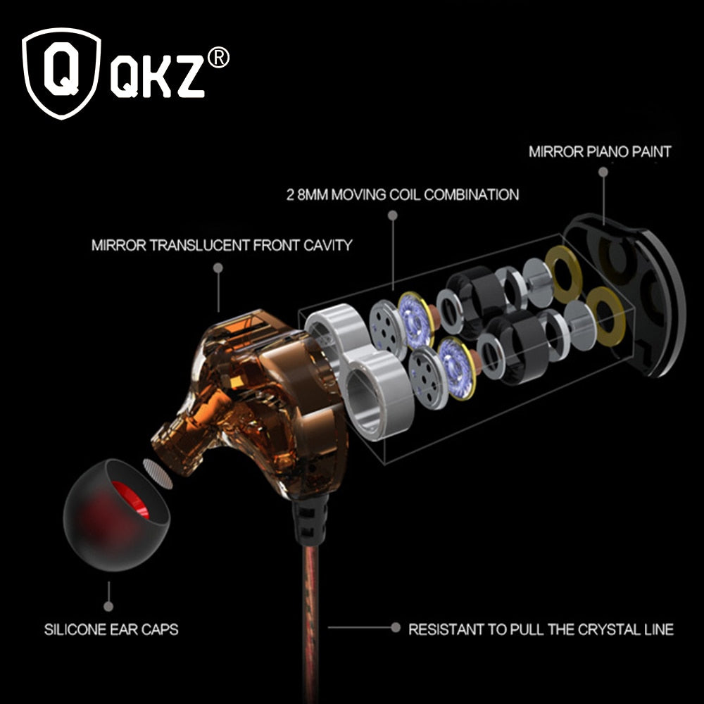 Earphones QKZ KD4 fone de ouvido Mini Dual Driver Original hybrid dual dynamic driver Headphone mp3 DJ Headset auriculares - American Smart