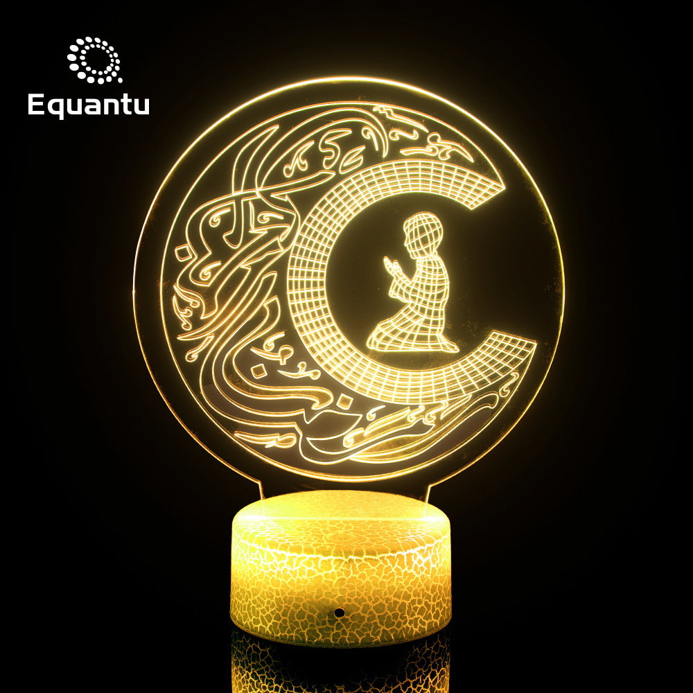 Creative plane-shaped acrylic Muslim night light with touch control, ideal for home atmosphere and worship ambiance.