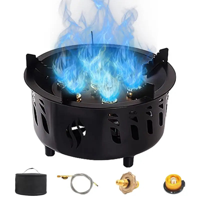 American Smart EP camping gas burner with 7-core strong fire power, portable cassette stove and carrying bag for outdoor activities