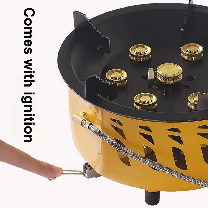 American Smart EP camping gas burner with 7-core strong fire power, portable cassette stove and carrying bag for outdoor activities.