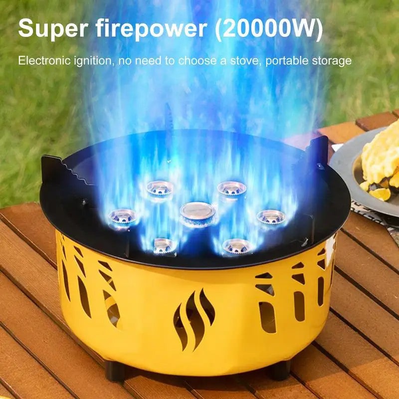 American Smart EP camping gas burner with 7-core strong fire power, portable cassette stove and carrying bag for outdoor camping and hiking.
