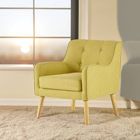 American Smart EP arm chair with plush fabric and wooden legs, showcasing a comfortable and stylish seating option.