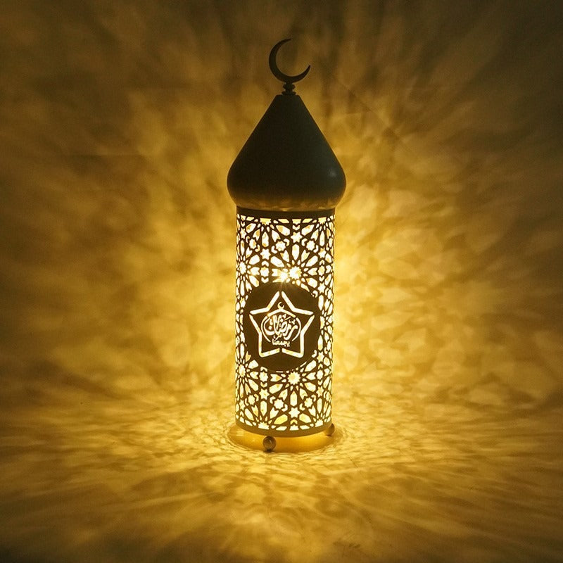 American Smart LED Lantern for Eid Ramadan festival, decorative iron lantern with bullet head design, Middle East-inspired arts and crafts.