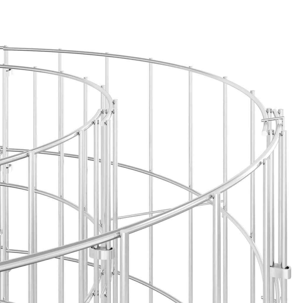Circular galvanized steel gabion pole for fence panels, 19.7x19.7 inches, by American Smart, showing textured steel surface and construction details.
