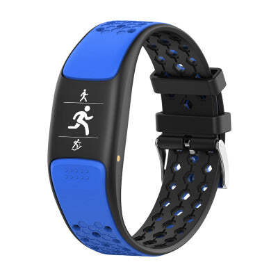 Black American Smart Smart Fit Sporty Fitness Tracker and Waterproof Swimmers Watch with digital display and adjustable strap.