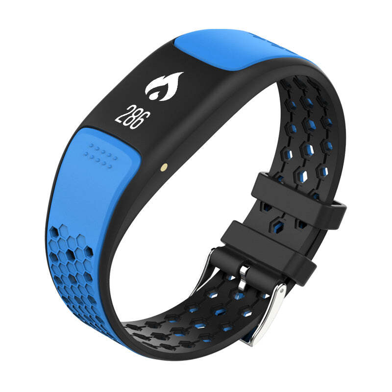 Black American Smart Fitness Tracker and Waterproof Swimmers Watch with sporty design and digital display.
