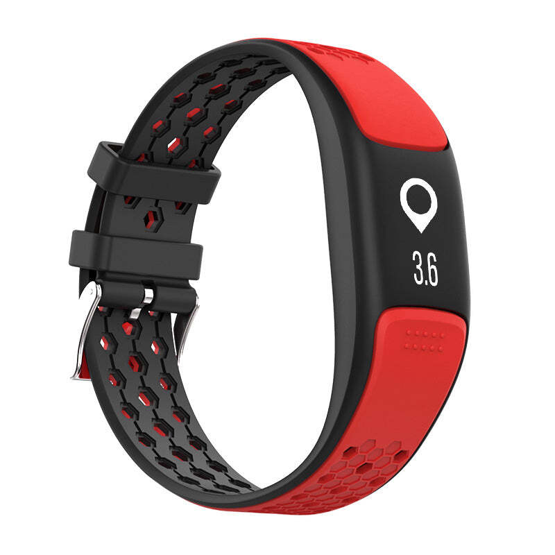 Black American Smart Smart Fit Sporty Fitness Tracker and Waterproof Swimmers Watch showing digital display and sporty design.
