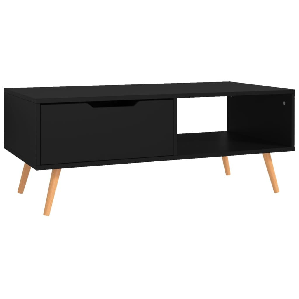 Black American Smart accent coffee table made of engineered wood, measuring 39.4"x19.5"x16.9" with a sleek design.