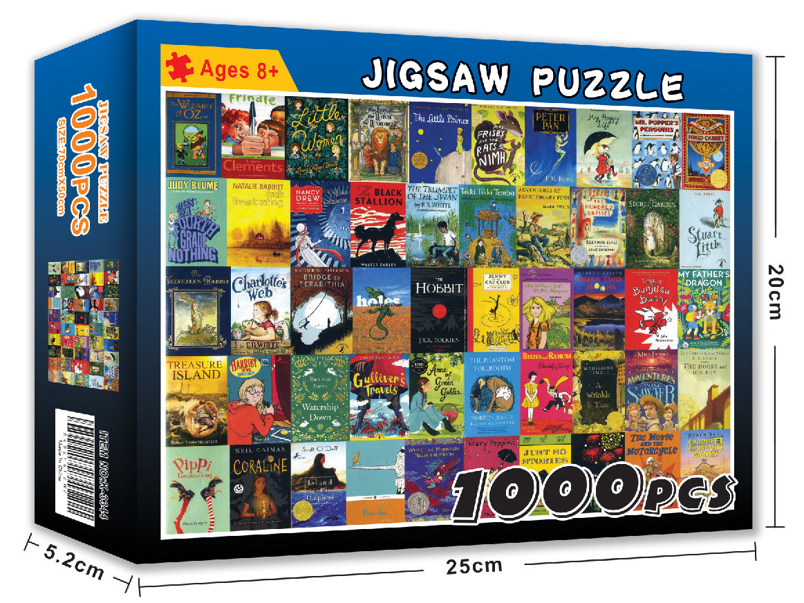 American Smart WB 1000-piece Christmas and Halloween puzzle set featuring action and toy figures for festive fun.