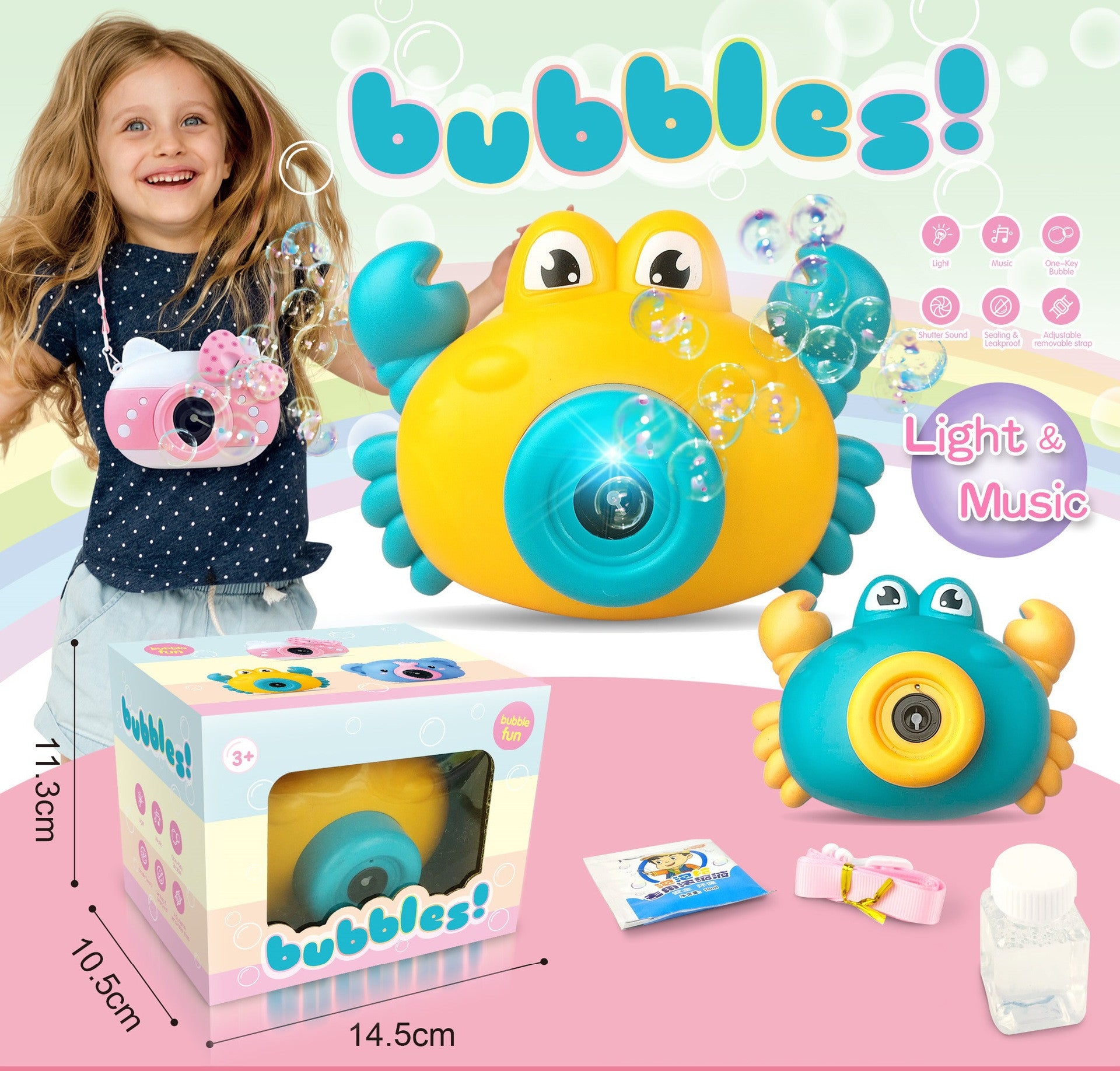 Automatic Camera Soap Bubble Machine with Music Children Toys - American Smart