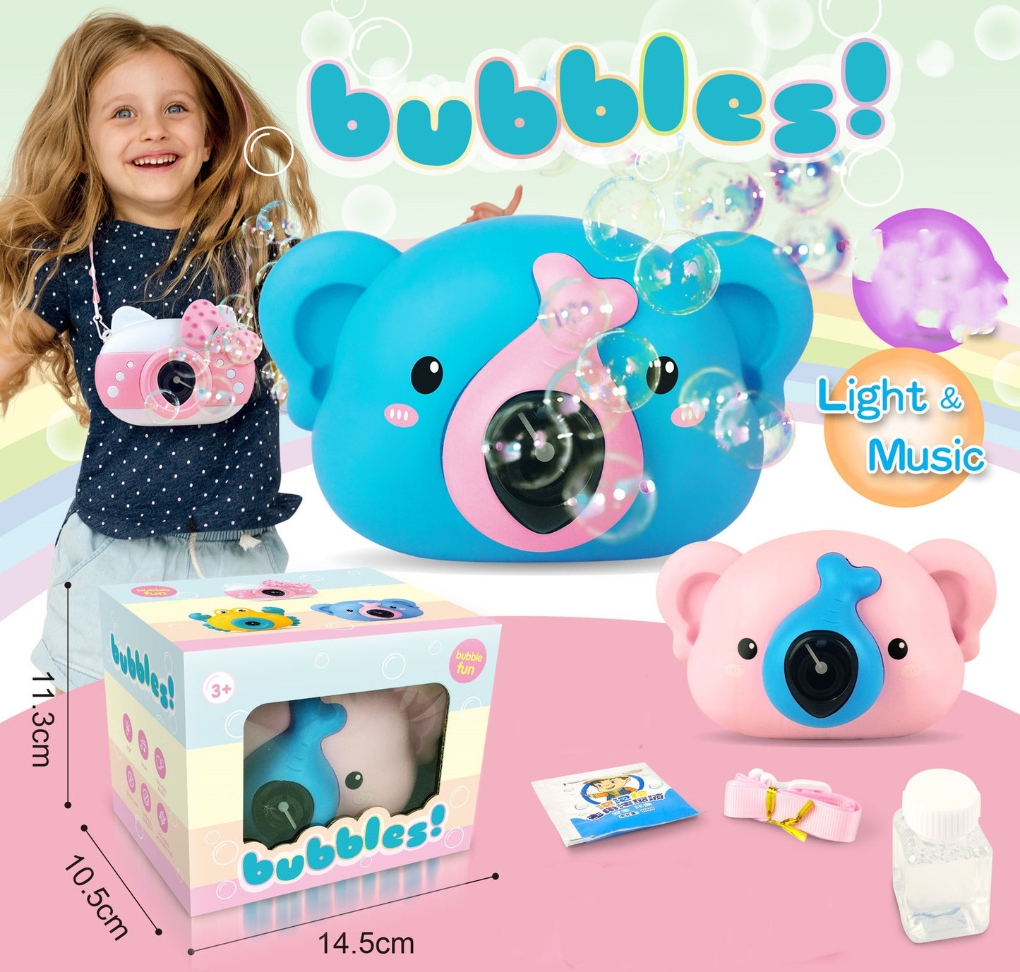Automatic Camera Soap Bubble Machine with Music Children Toys - American Smart