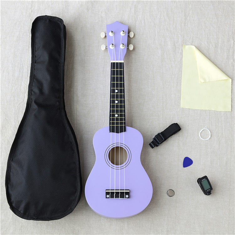 21-inch wooden ukulele by American Smart WB, featuring a natural wood finish and compact size for easy play and travel.