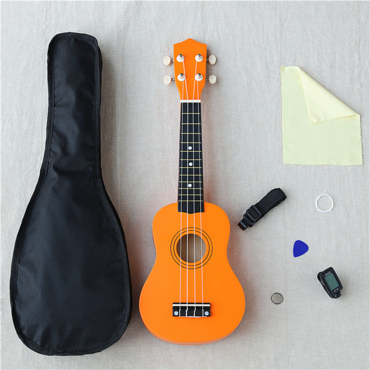 21 inch wooden ukulele by American Smart - WB, featuring detailed craftsmanship and a natural wood finish.
