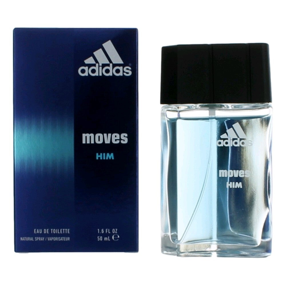 Adidas Moves by Adidas men's 1.6 oz Eau de Toilette spray bottle with sleek packaging and branding visible.