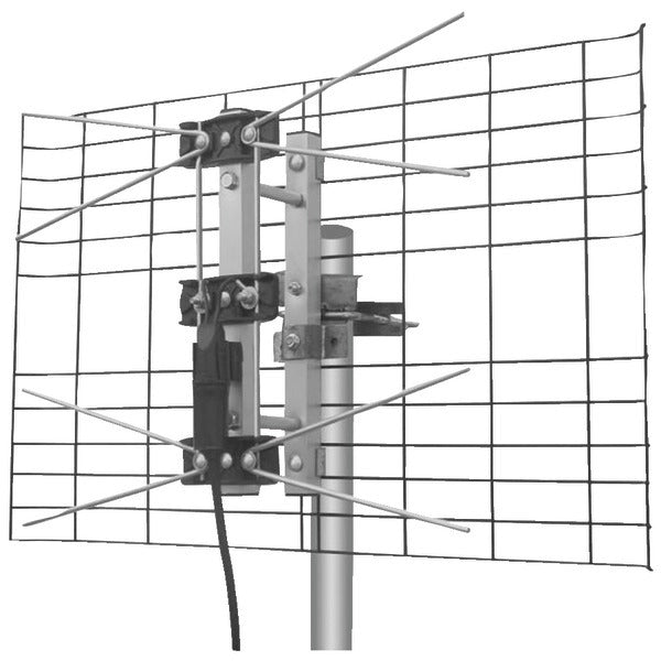 American Smart Eagle Aspen DTV2BUHF 2-Bay UHF outdoor antenna with multiple elements for improved TV signal reception.