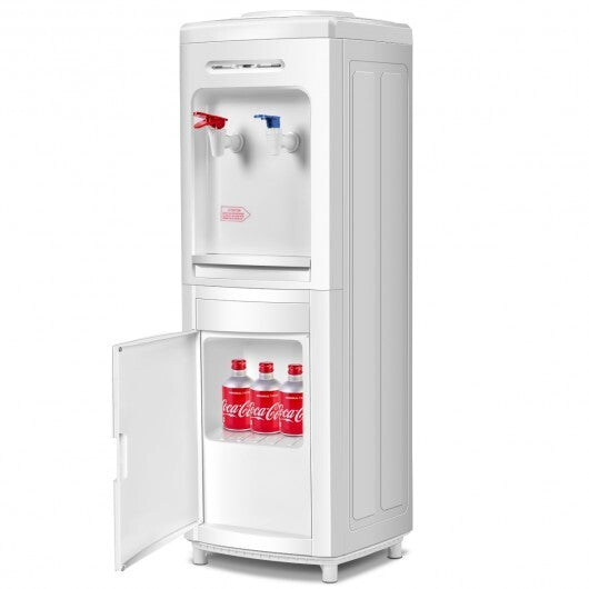 American Smart 5-gallon white water cooler dispenser with hot and cold water, child safety lock, kitchen small appliance.