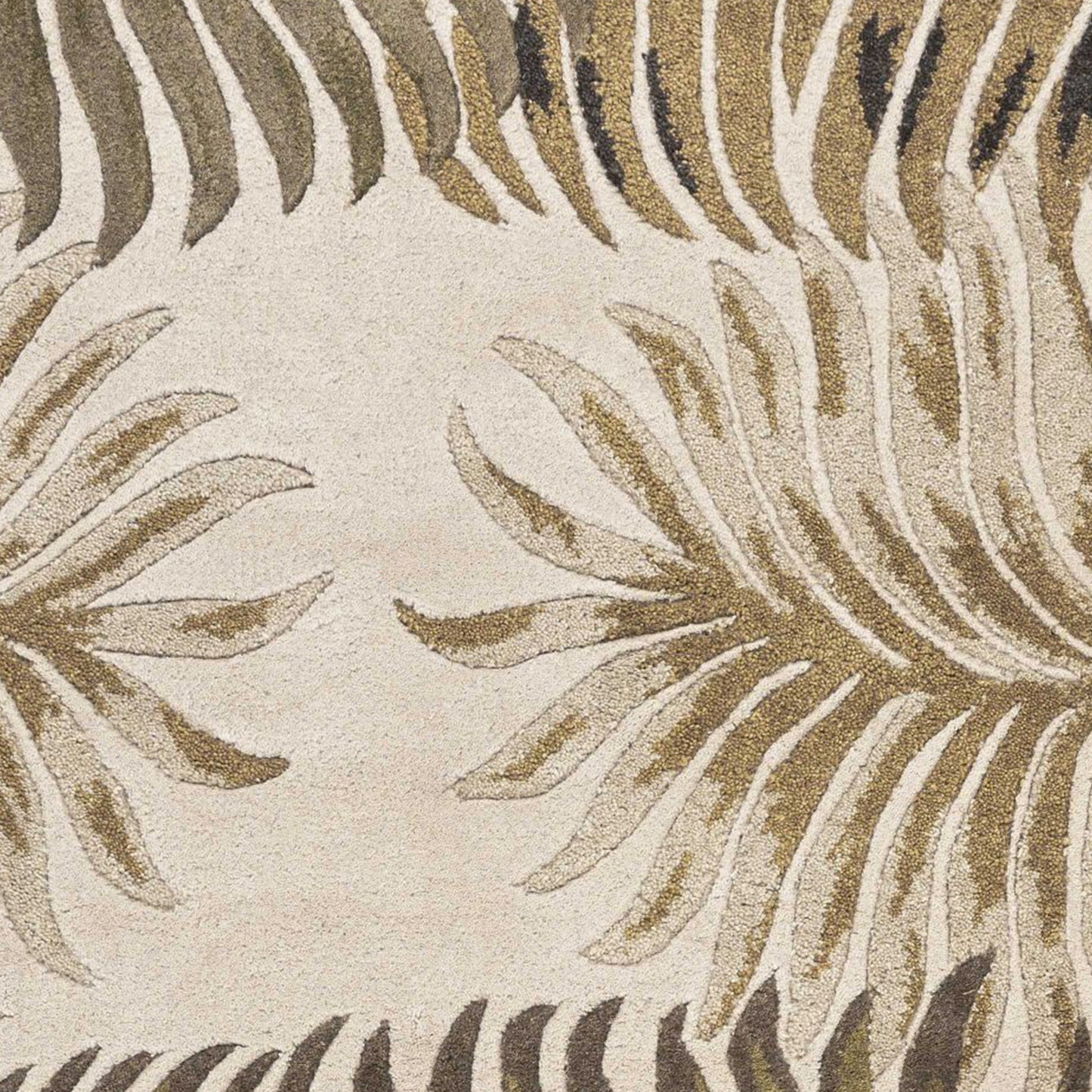 Natural fern leaves wool runner rug, 2' x 8', American Smart WB area rug with green and beige tones, soft textured design.