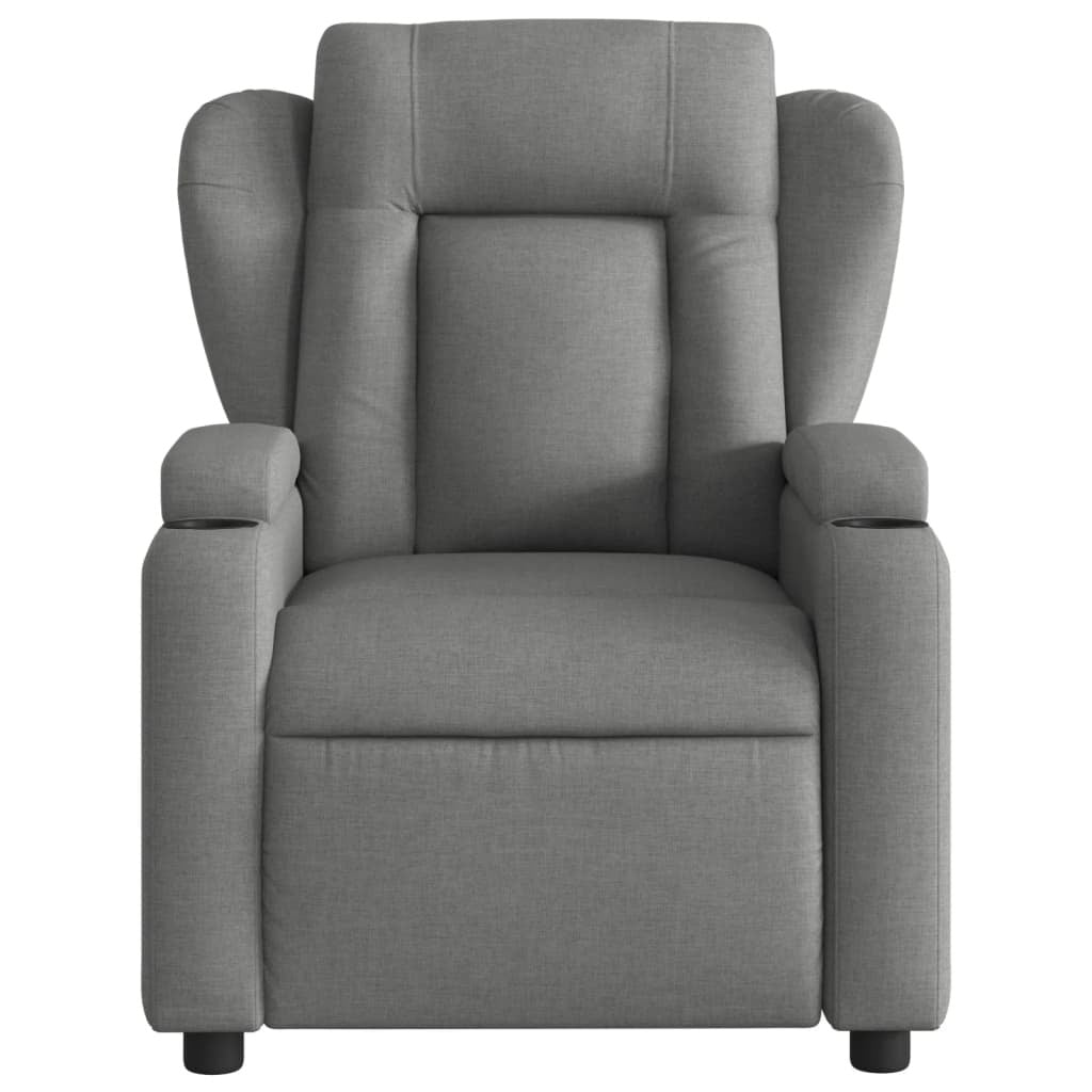 Dark grey fabric massage recliner chair by American Smart, featuring plush armrests and a comfortable reclining design.