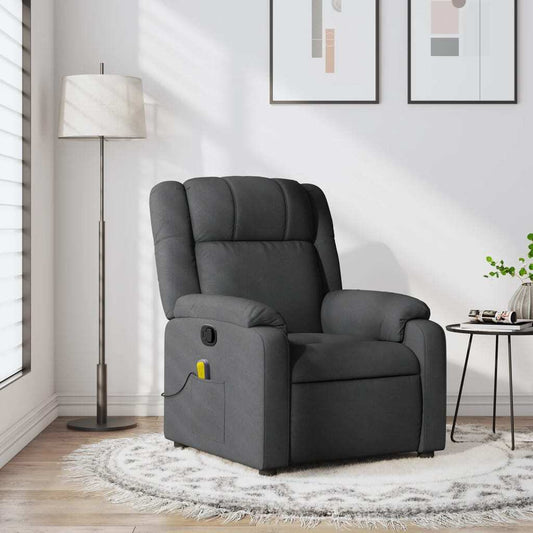 Dark grey fabric massage recliner chair by American Smart, featuring cushioned armrests and a built-in reclining mechanism.