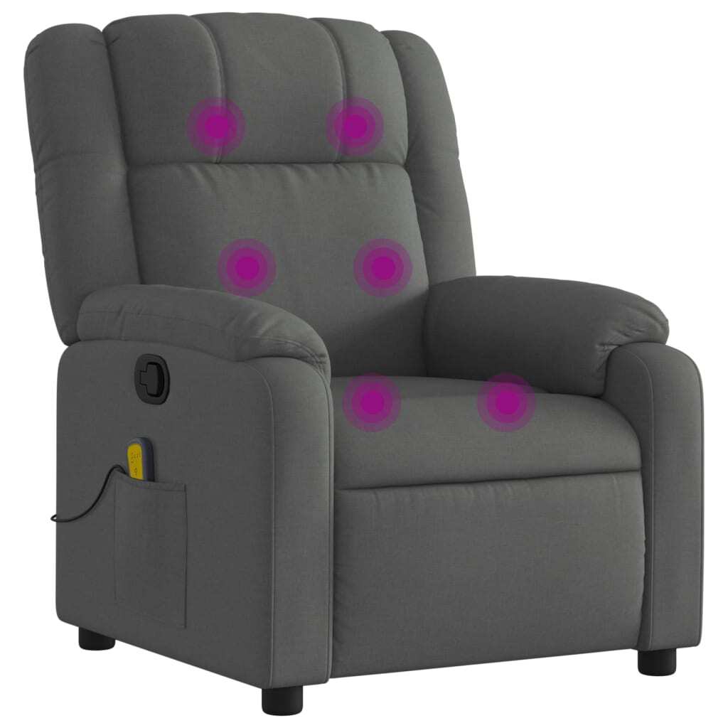 Dark grey fabric massage recliner chair by American Smart, featuring a plush armchair design with adjustable reclining function.