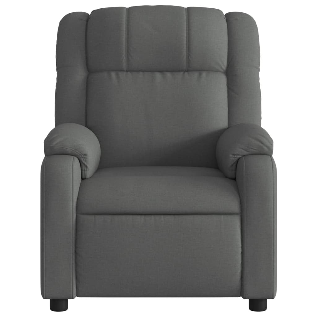 Dark grey fabric massage recliner chair by American Smart, featuring padded armrests and adjustable reclining function.