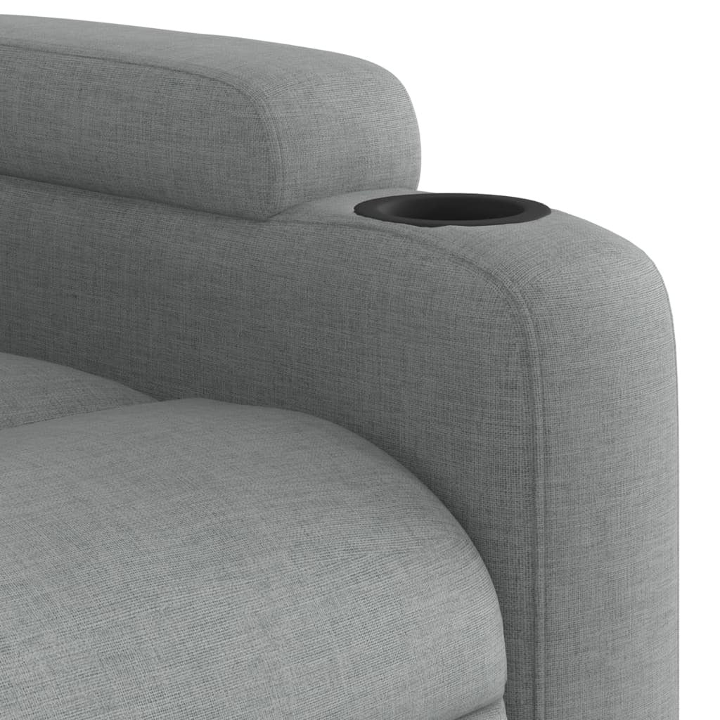 Light grey fabric massage recliner chair by American Smart, featuring a comfortable armchair with reclining and ergonomic design.