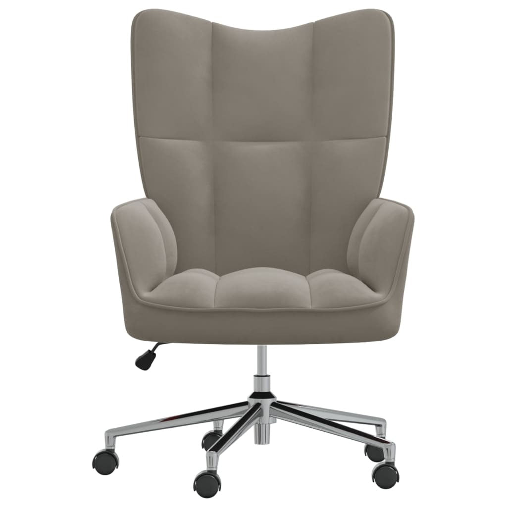 Light gray velvet relaxing arm chair from American Smart, featuring plush cushions and a modern recliner design.