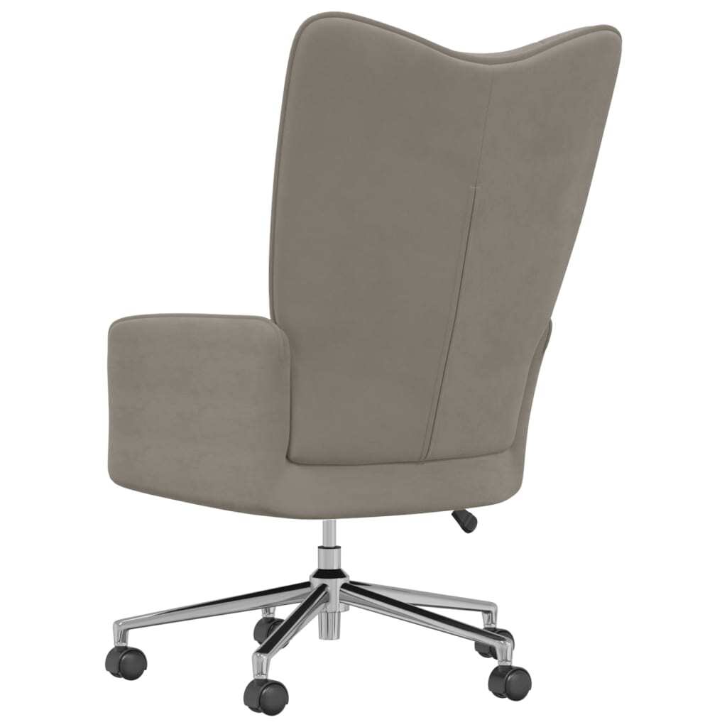 Light gray velvet armchair by American Smart, featuring a comfortable reclining design in a modern living room setting.