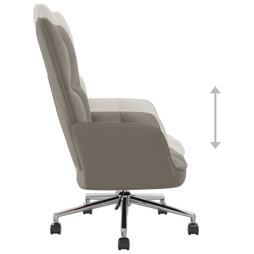 Light gray velvet relaxing arm chair by American Smart with plush cushioning and modern design for comfortable seating.