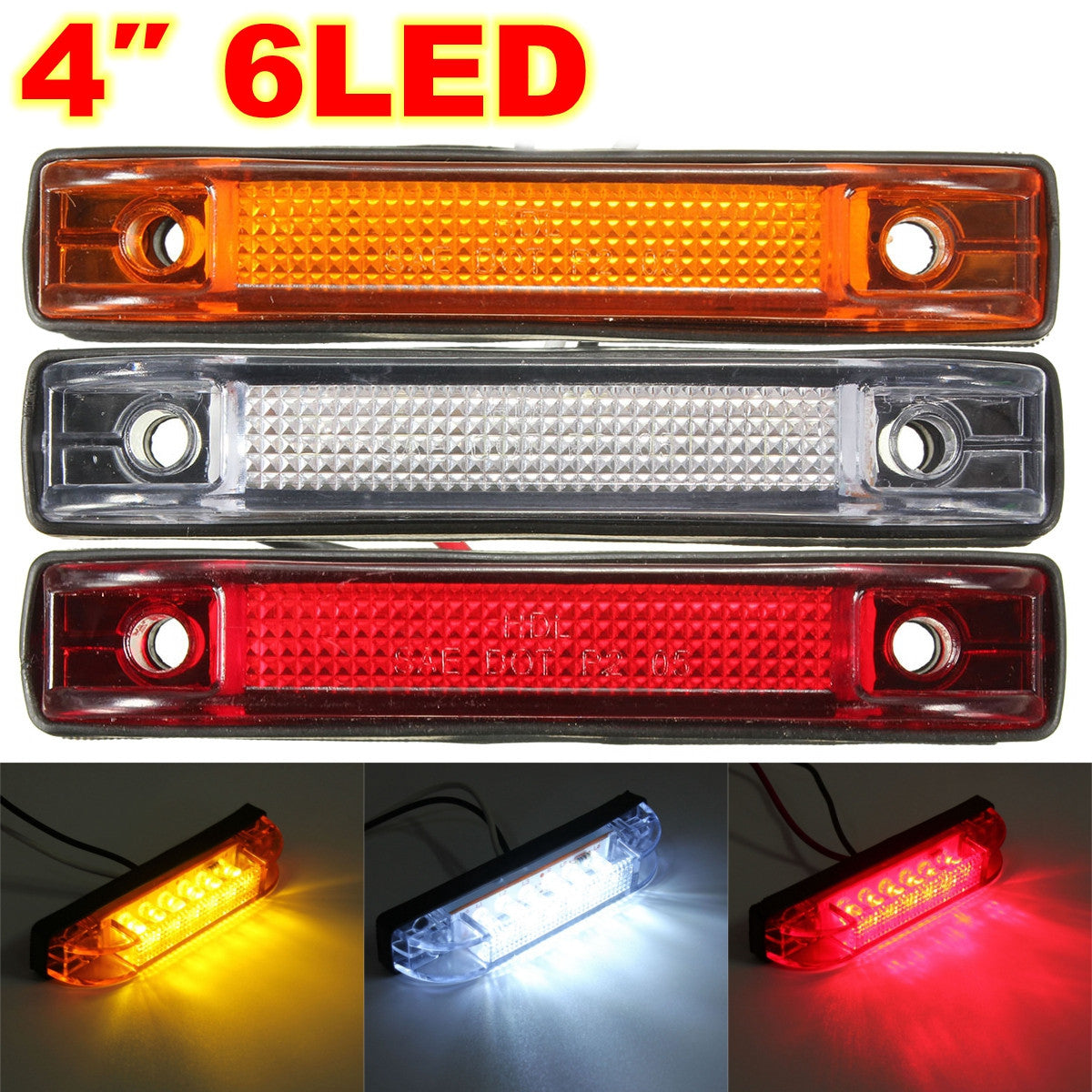 American Smart 6 LED clearance side marker light indicator lamp for trucks, trailers, vans, 12V and 24V vehicles.