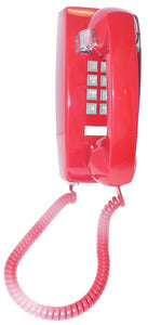 American Smart WB 255447-VBA-20M Wall-mounted volume control telephone in red with basic telephony design.