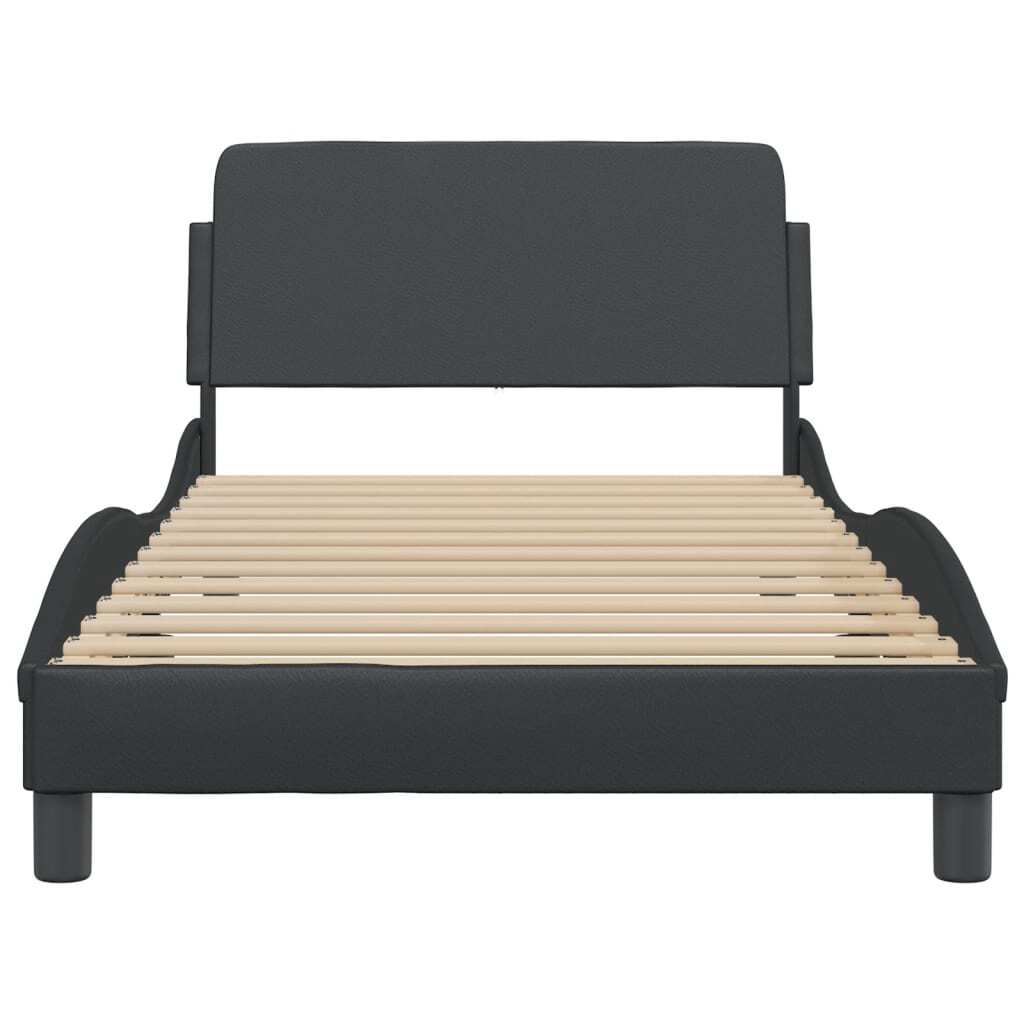 American Smart Dover black faux leather bed frame, 39.4x74.8 inches, stylish and modern for contemporary bedrooms.