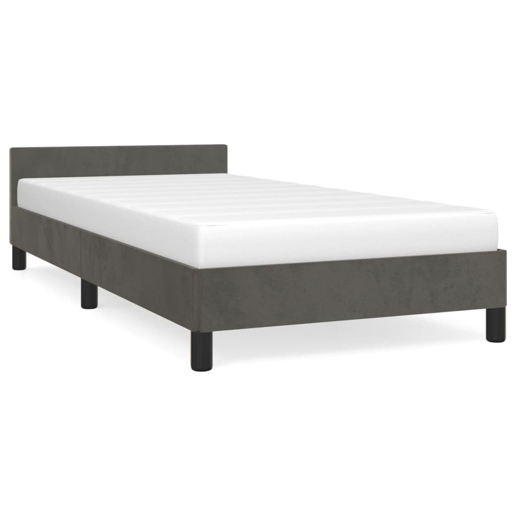 Dark gray twin velvet bed frame from American Smart WB, showcasing a modern design without mattress, ideal for bedroom decor.