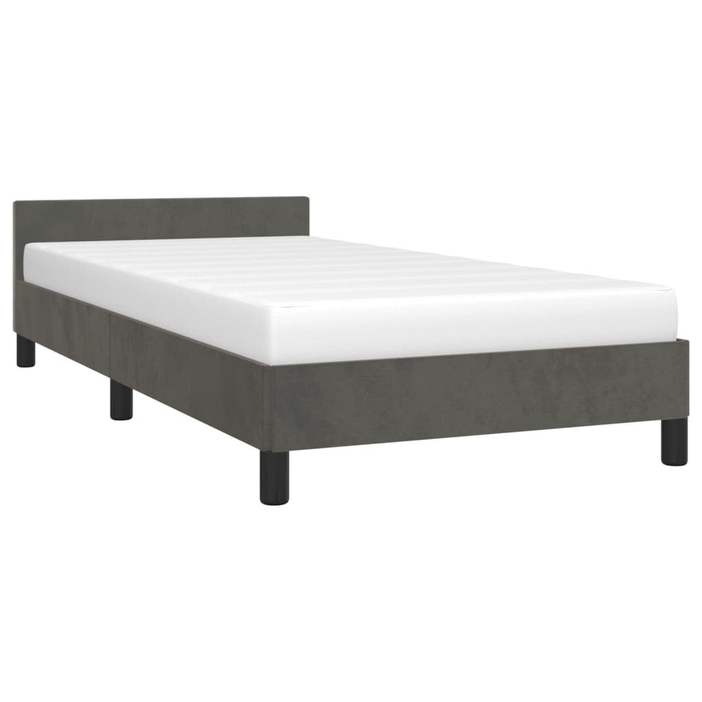 Dark gray twin velvet bed frame from American Smart WB, showcasing a sleek, modern design with sturdy construction and plush upholstery.